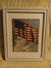 Old Vintage Lithograph Of Patriotic Flag With 48 Stars By Copr. H. Lee 15x12 Frame 1942 "I Do In-Hou