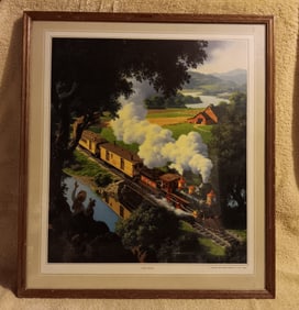 Old Vintage Lithograph Print Of A Train Iron Horse 17" Tall By Brown & Bigelow 1953 "I Do In-House S