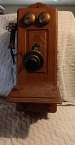 Old Antique Swedish American Telephone Co Wall Crank Phone 25 1/2" Tall Circa 1900 "I Do In-House Sh