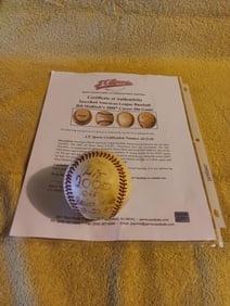 Old Game Used Baseball Bill Madlock 2000th Career Hit Ball Certified By T. J. Sports 1987 "I Do In-H