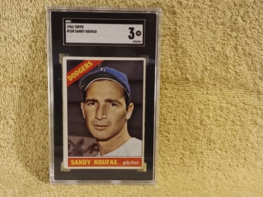 Old Baseball Card 1966 Topps # 100 Sandy Koufax 3.0 Graded By SGC 0784954 "I Do In-House Shipping"