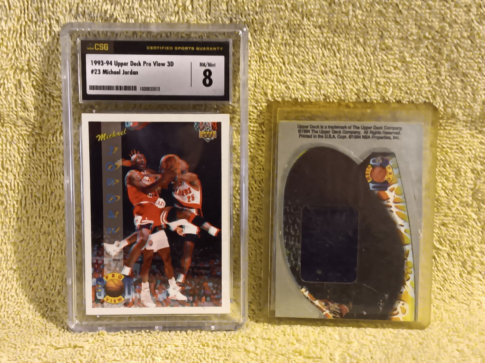 1993-94 Upper Deck Pro View 3D # 23 Michael Jordan Graded 8.0 By CSG W/3D Glasses "I Do In-House Shi (1 of 2)