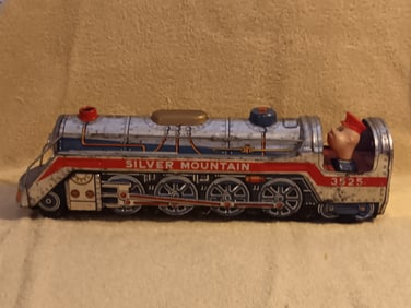 Old Vintage Battery Operated Silver Mountain Train 15 3/4" Long Working Condition 1950s "I Do In-Hou