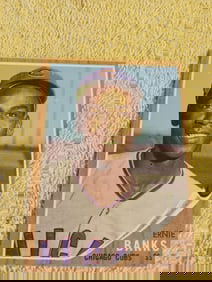 Old Vintage Baseball Card 1962 Topps # 25 Ernie Banks Short Stop Chicago Cubs