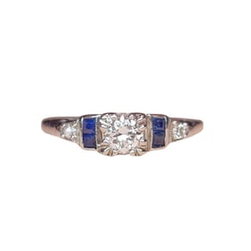 Hudson Co. Inc., G.C. Art Deco 14K Diamond & Sapphire Ring