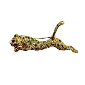 Brandt & Co. 18K Emerald, Ruby, & Diamond Panther Brooch