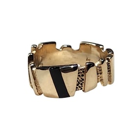 Mid-Century Brutalist 14K Onyx Textured Ring