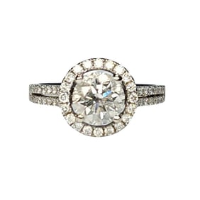 14K Natural Round Diamond Halo Engagement Ring - 1.75ctw.
