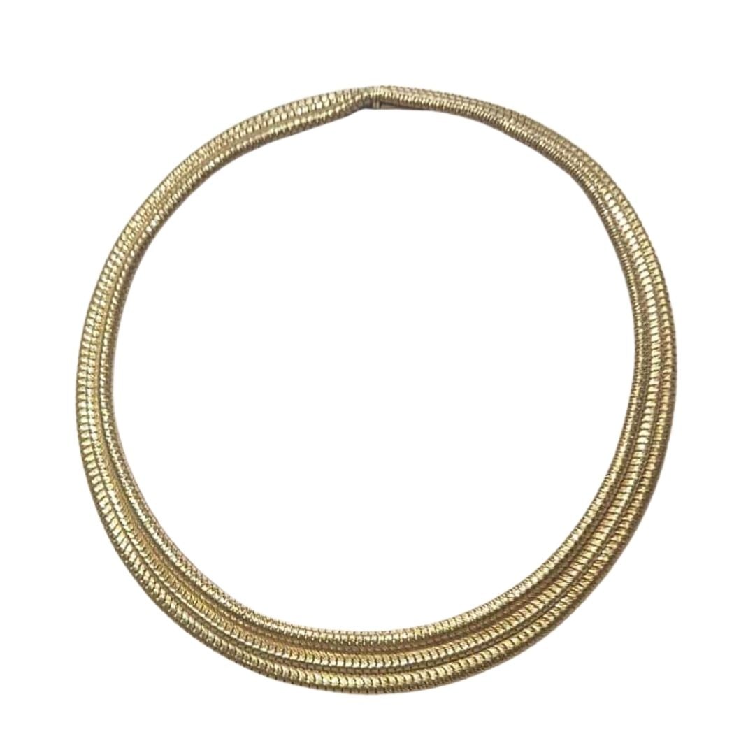 Substantial Signed 18K Three-Row Woven Collar Necklace, Italy (1 of 3)