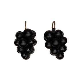 Victorian Carved Jet Grapes Earrings