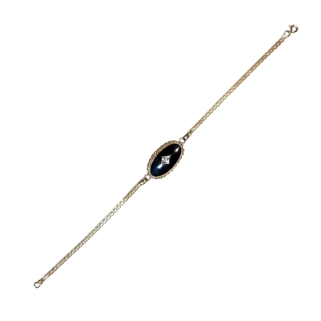 Art Deco Onyx & Diamond Bracelet (1 of 1)