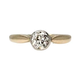 Edwardian 14K & Platinum Old European Cut Diamond Ring