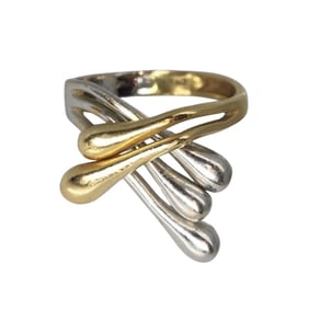 Mid-Century Modern 18K Two-Tone Sculptural Ring, Italy