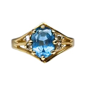14K Topaz & Diamond Ring