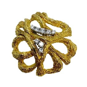 Carl Bucherer 18K Diamond Textured Brooch, Switzerland