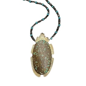 Chris Mundy Artisan Sterling Silver Turquoise & Smoky Quartz Necklace