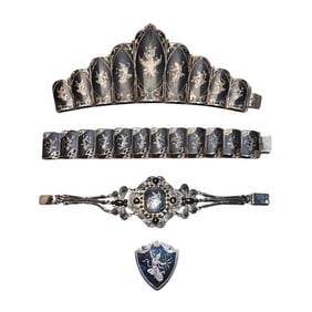 Stunnnig Set of Siam Sterling Silver Nielloware