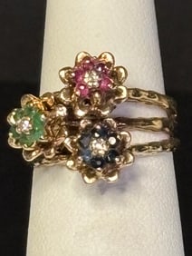 Gold Cluster Cocktail Ring