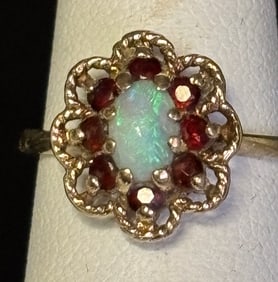 Gold Opal and Amethyst Ring