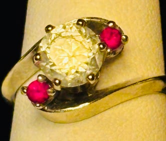Gold Diamond and Ruby Ring