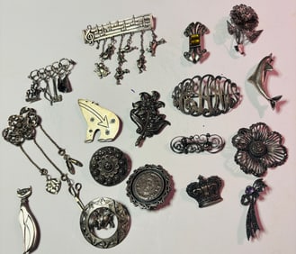 Silver Brooch Lot