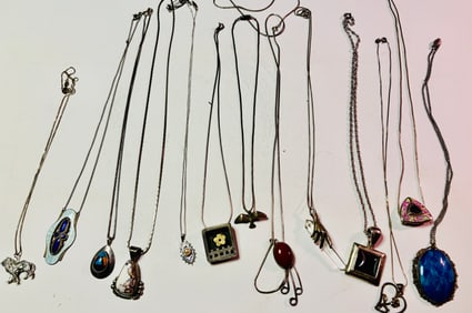 Lot of Silver and Stone Necklaces