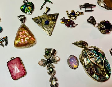 Lot of Silver and Stone Pendants