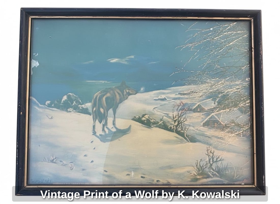 Vintage Print of a Wolf by K. Kowalski (1 of 2)