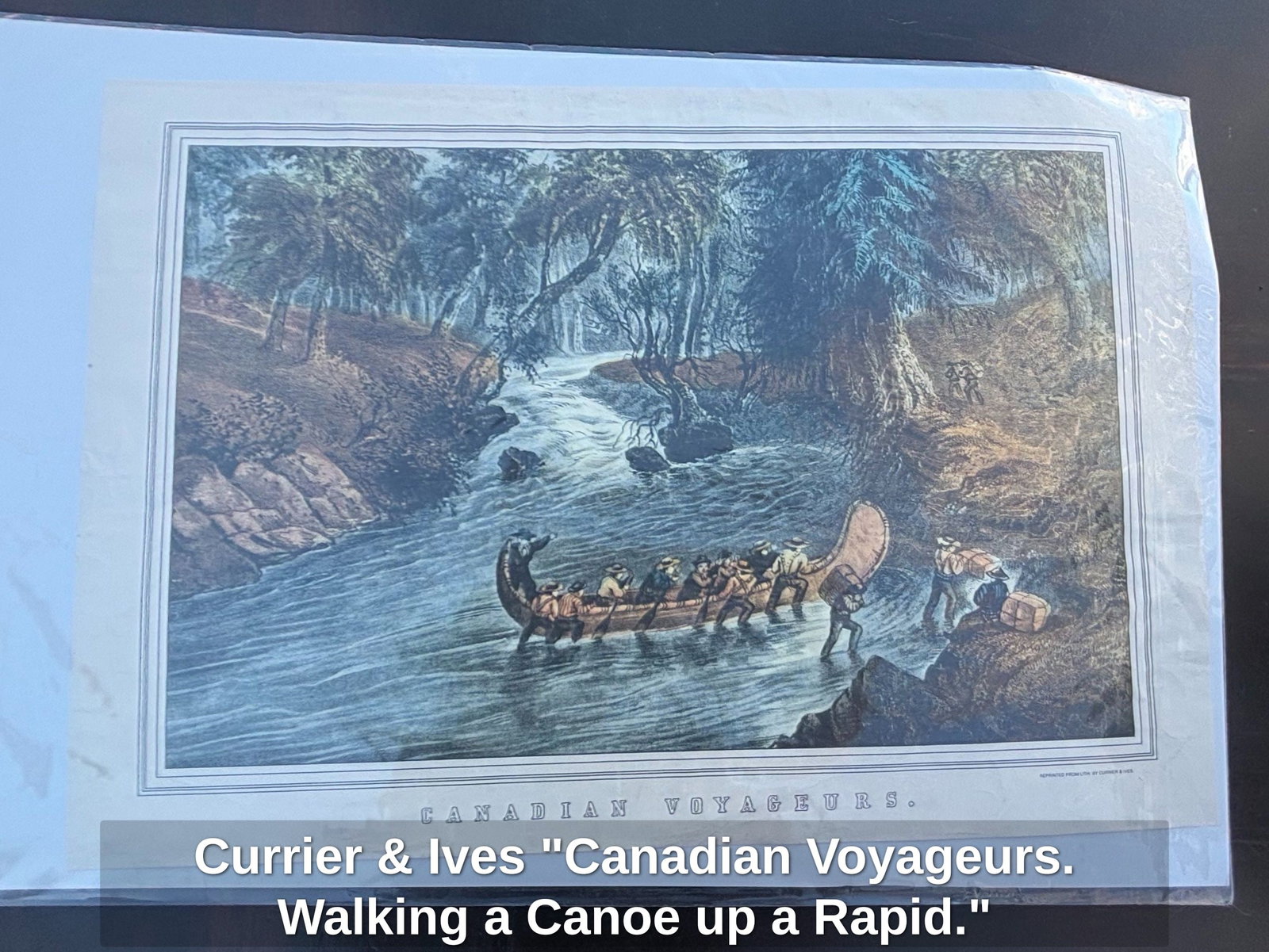Currier & Ives "Canadian Voyageurs. Walking a Canoe up a Rapid." (1 of 1)