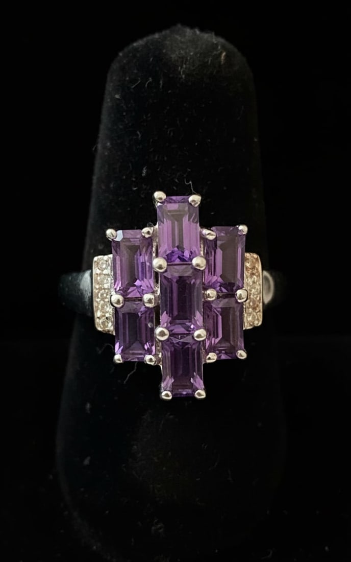 Sterling Silver Amethyst and Diamond Accent Ring (1 of 5)