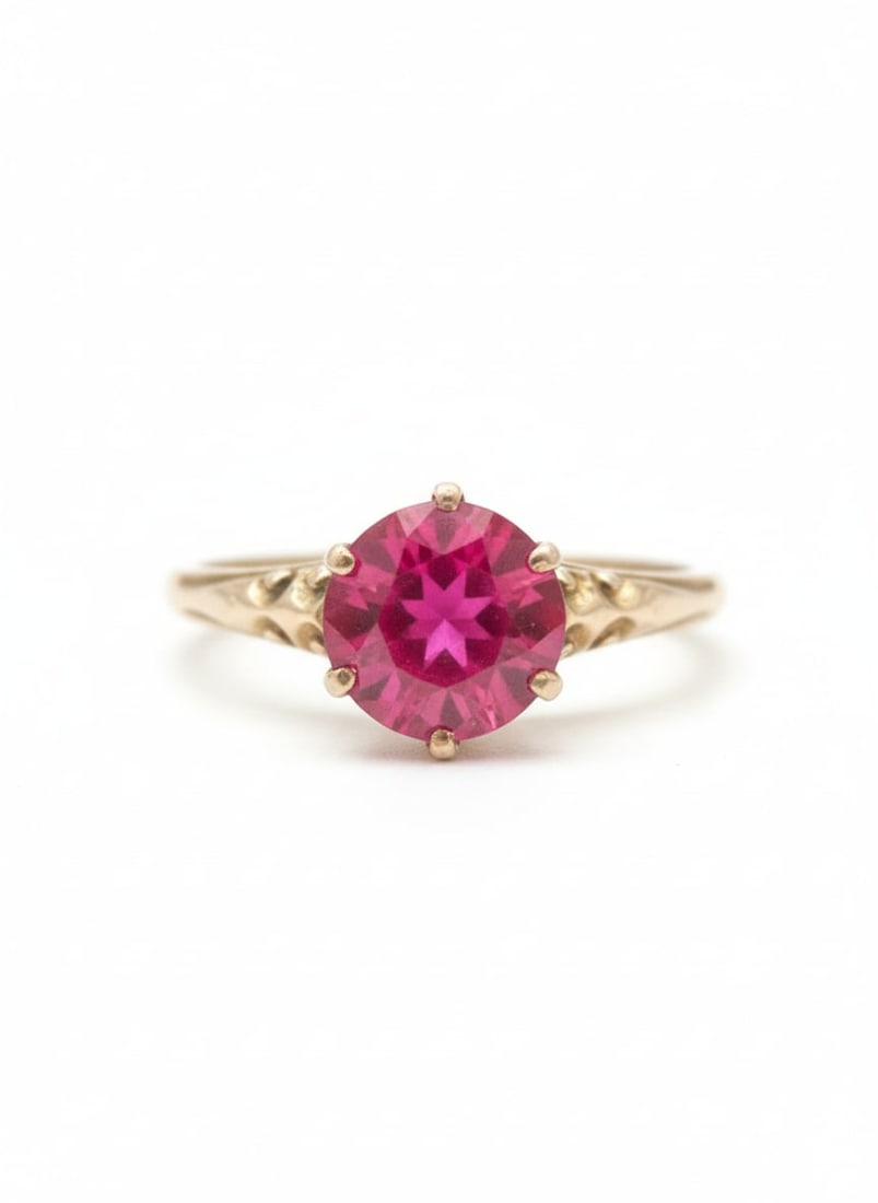 10K Gold Synthetic Ruby Ring (1 of 5)