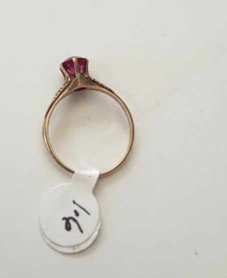 10K Gold Synthetic Ruby Ring - 3