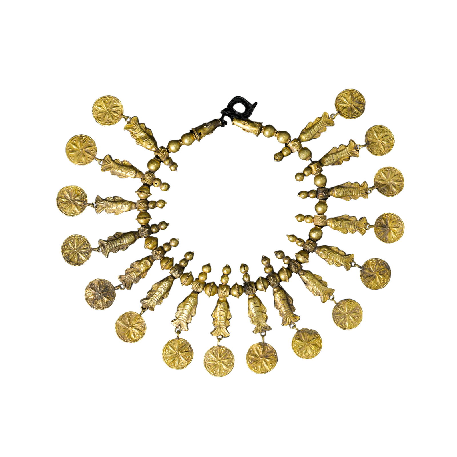 Ancient Roman Gold Necklace with Fish Pendants Ending in Coin-Shaped Medallions (1 of 5)