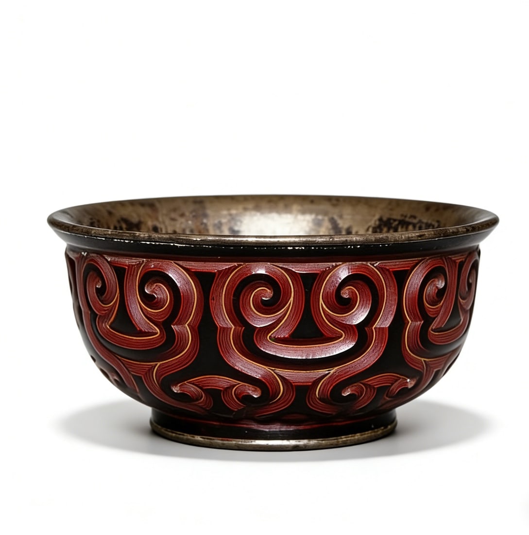 Ming Dynasty Carved Lacquer Bowl with Ruyi Cloud Patterns (1 of 7)