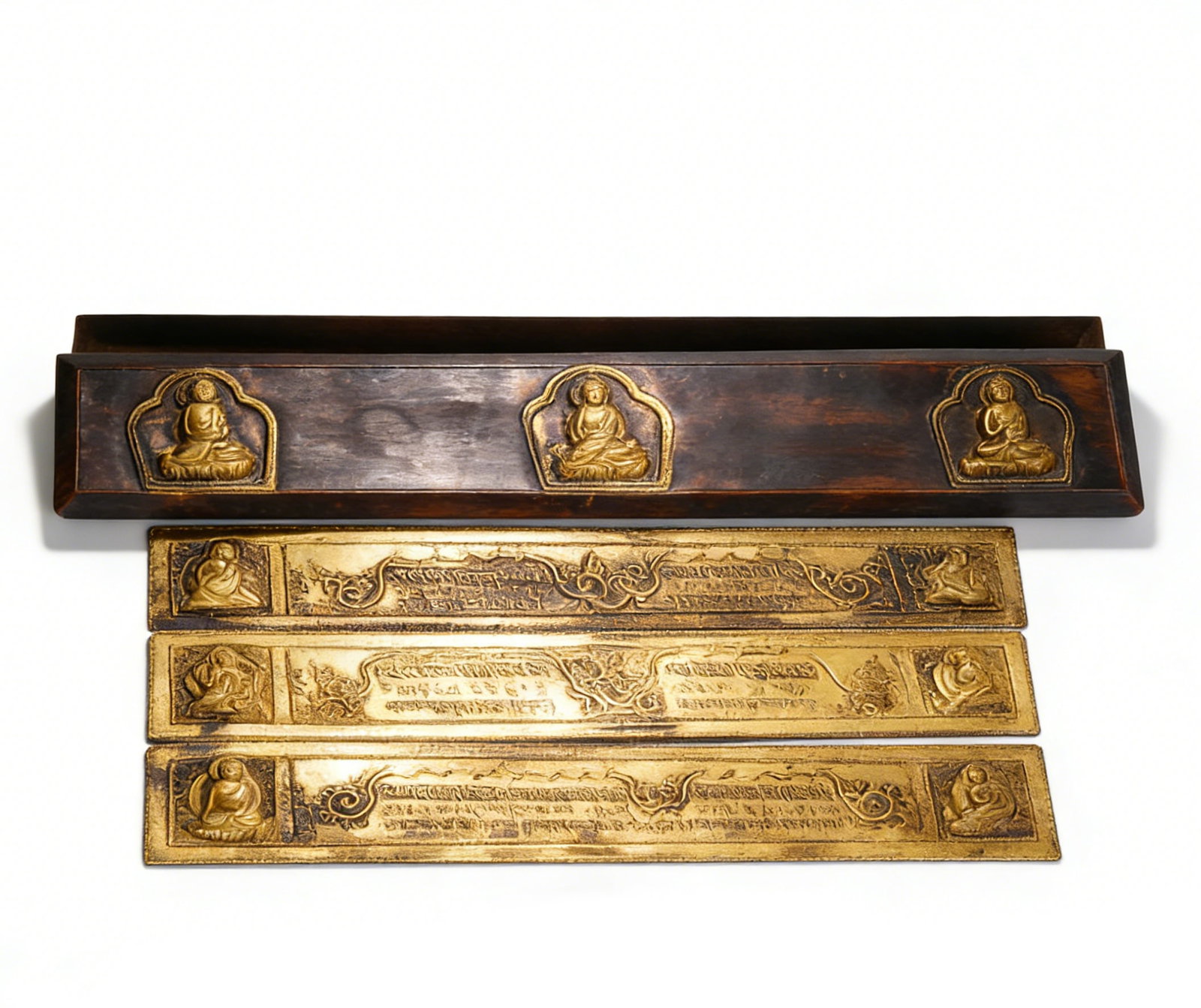 Qing Dynasty Gilt-Bronze Inlaid Buddha-Pattern Sutra Plates (A Set? (1 of 15)