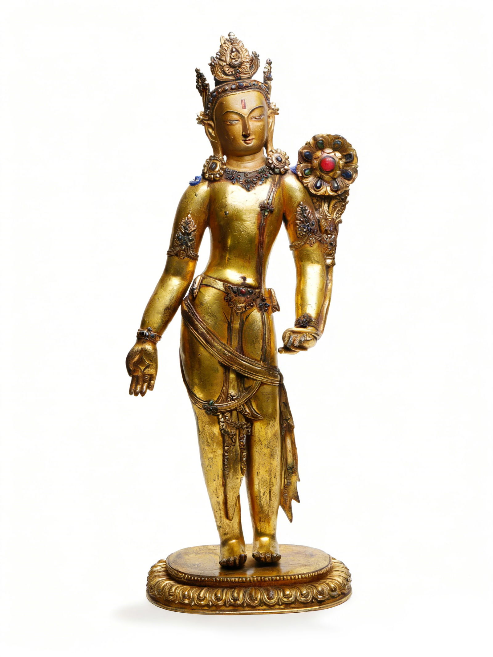 Qing Dynasty Gilt-Bronze Tara Statue Inlaid with Gemstones (1 of 11)