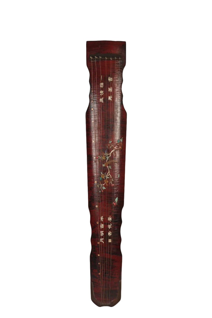 Qing Dynasty Lacquered Qixian Zither Inlaid with Mixed Treasures (Marked "Chun Qin") (1 of 10)