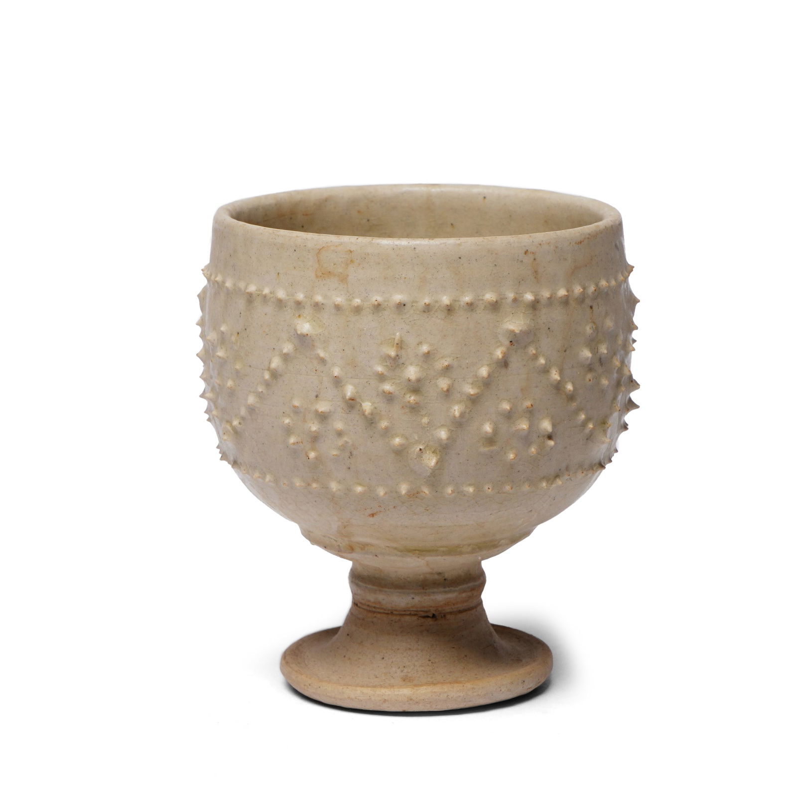 Tang Dynasty White Glazed Stem Cup with Studded Decorations (1 of 6)