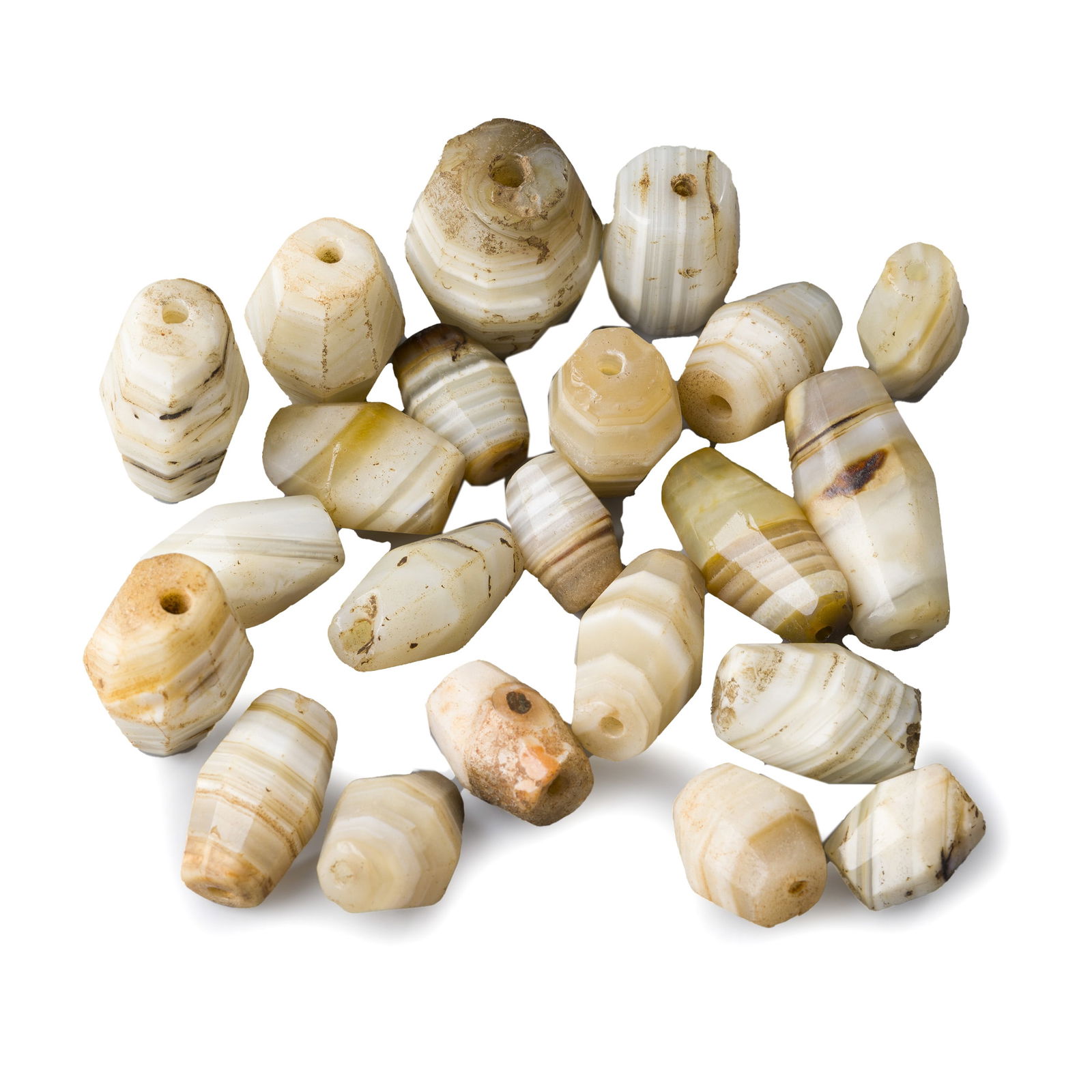 Lot of 22 Antique White Faceted Agate Beads (1 of 5)