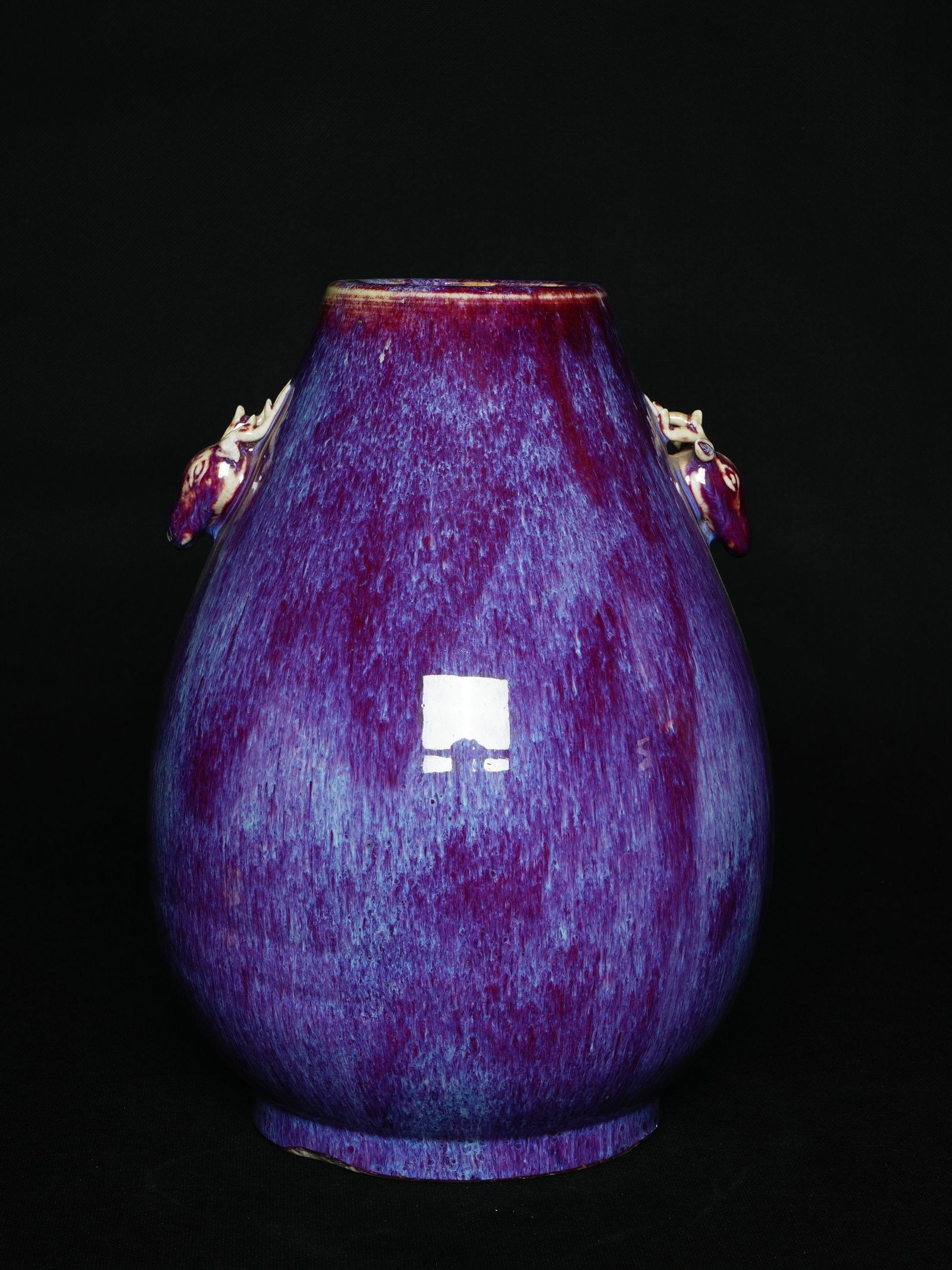 Qing Dynasty Flambé-Glazed Zun with Deer-Head Handles - 2