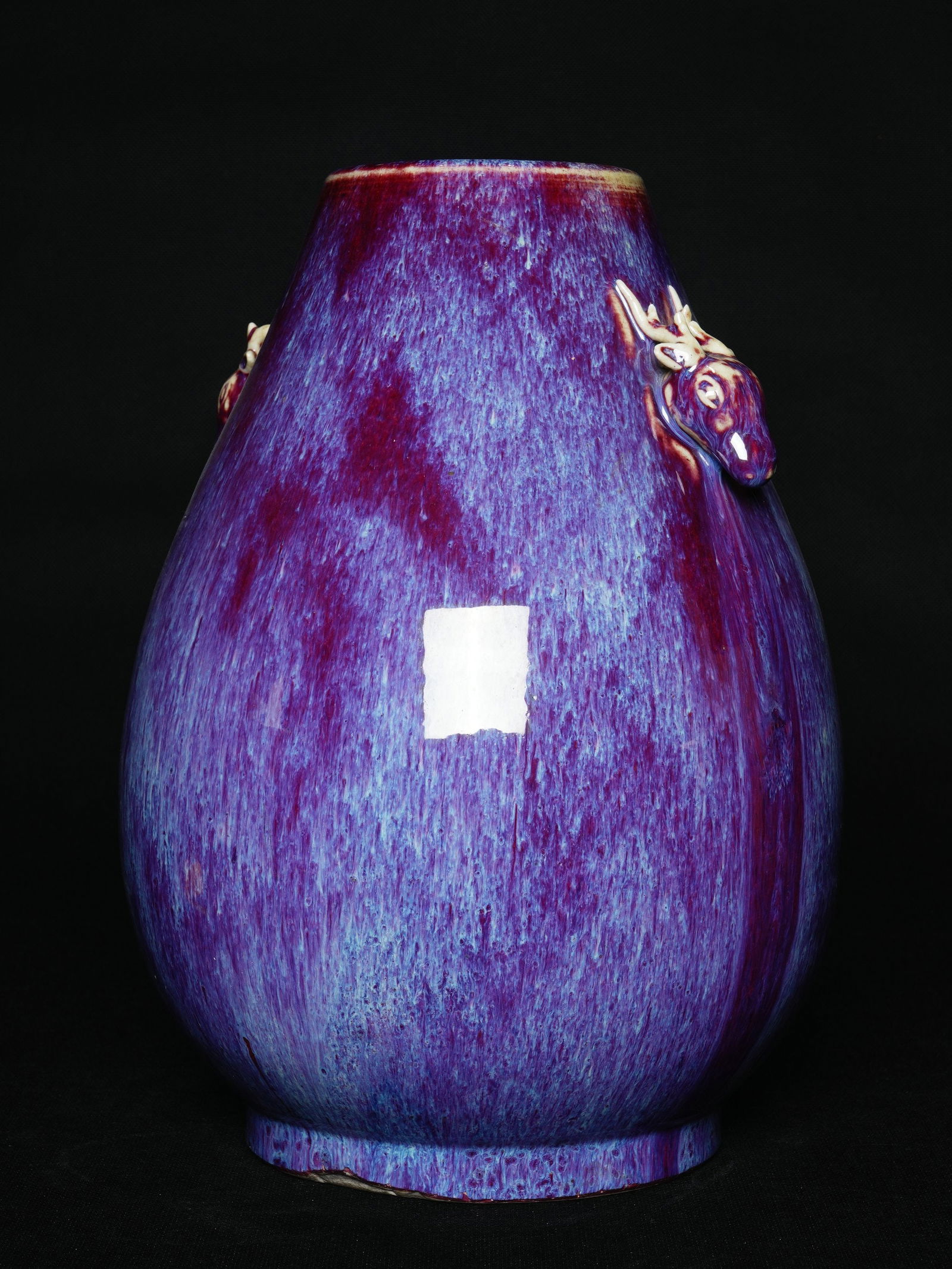 Qing Dynasty Flambé-Glazed Zun with Deer-Head Handles - 5