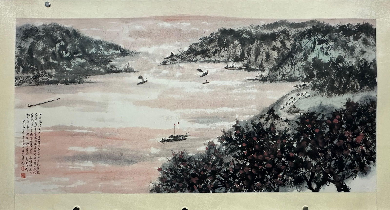 Fu Baoshi's Painting on Paper: Mount Lu and the Yangtze River: Fu Baoshi's painting on paper: Mount Lu and the Yangtze River: 0140X68 cm Provenance:Private collection, Hamburg, Germany. Our cooperative logistics services provider expertly handles both domestic an