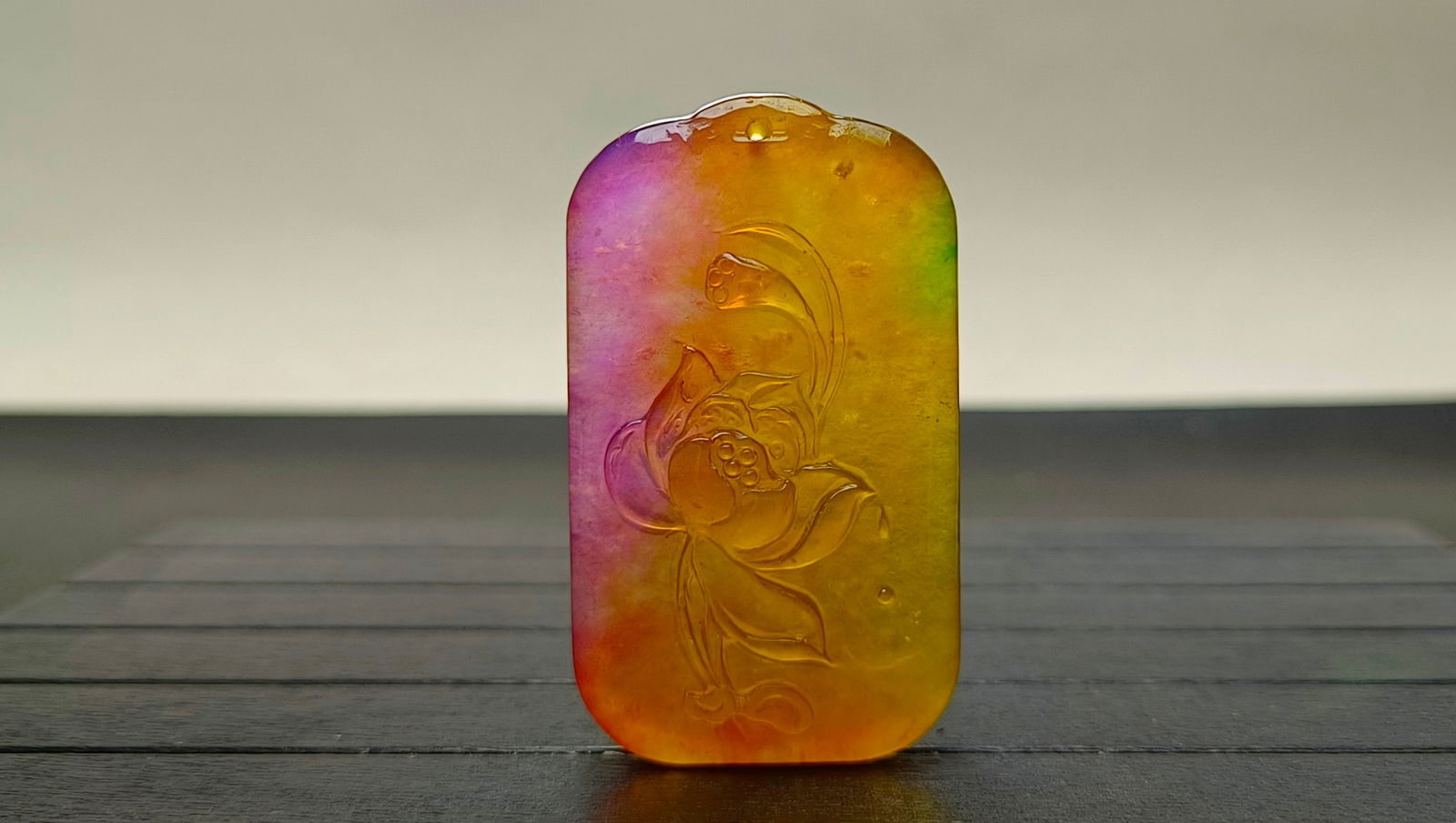 Top-grade dragon stone type colorful extra-large and extra-thick jadeite pendant (1 of 8)