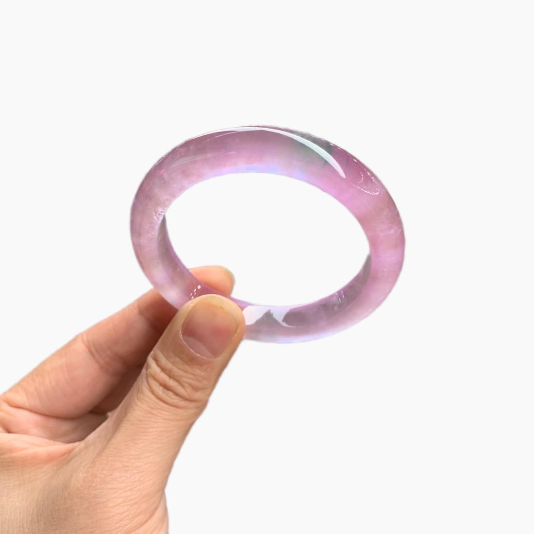 Burmese jadeite high-ice type violet with floating green small mouth bangle (1 of 11)