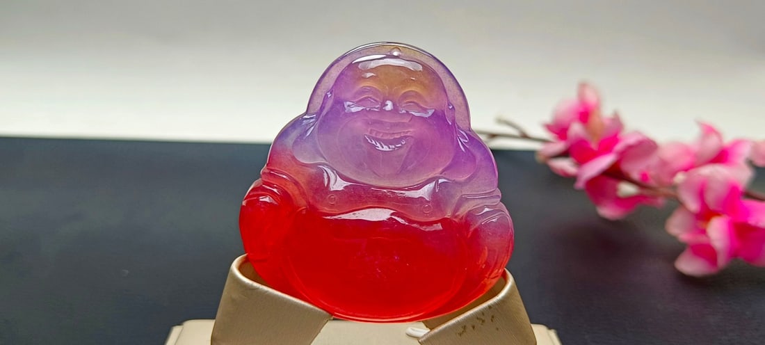 Top-grade dragon stone variety, colorful, extra-large and extra-thick jadeite Maitreya Buddha (1 of 7)