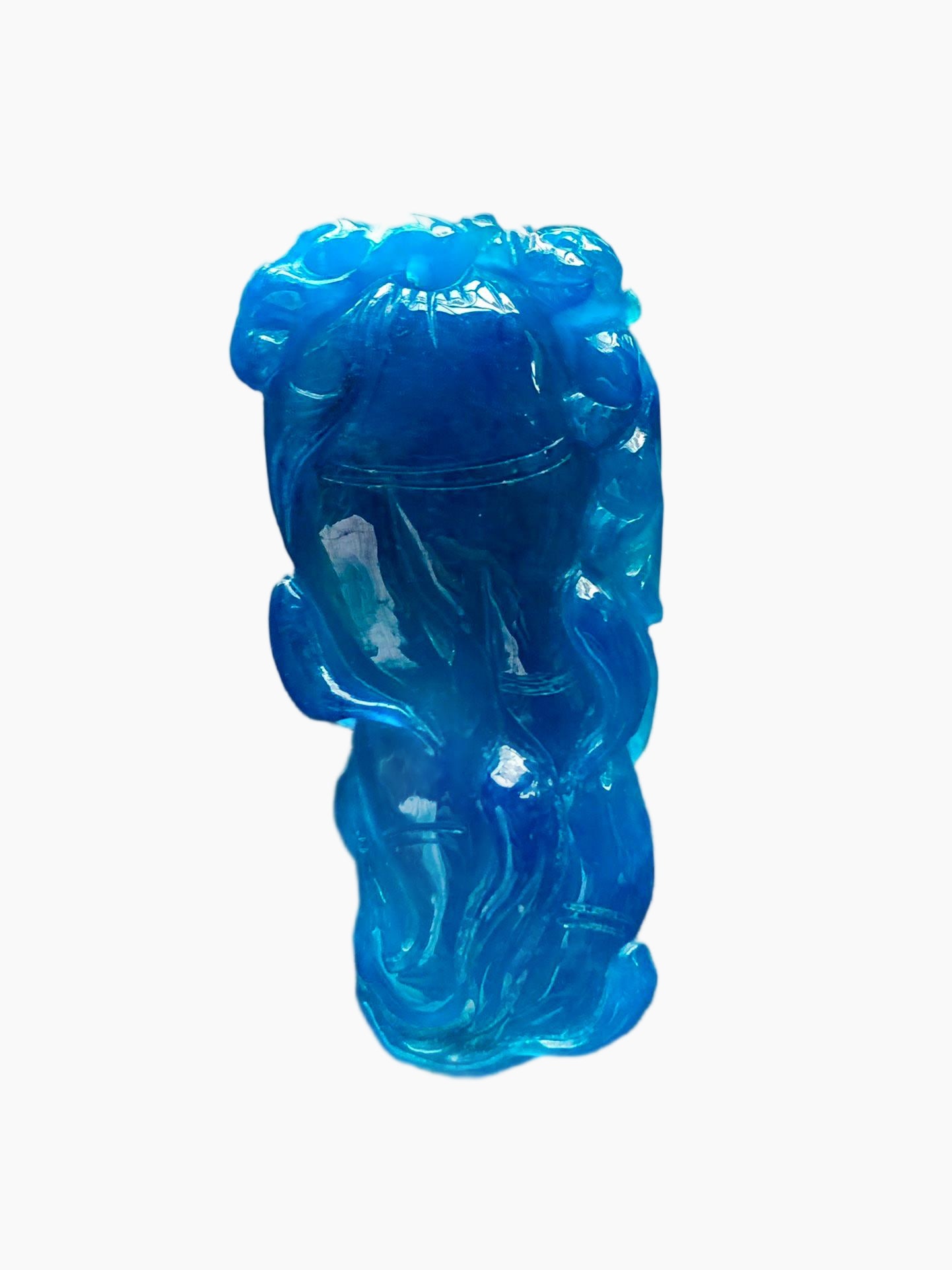 High-Ice Ocean Blue Jadeite Longevity Ginseng Pendant (1 of 8)