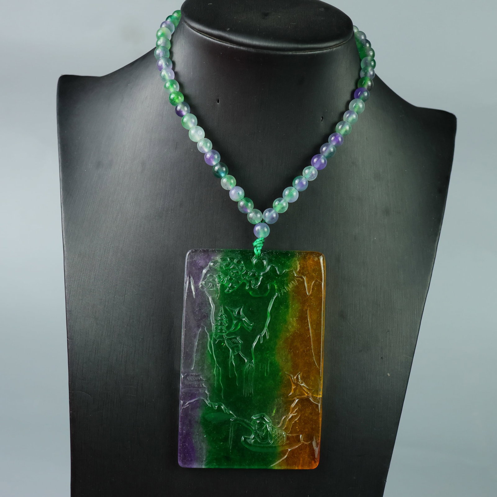 Perfectly crafted high-quality ice-crystal carving Landscape Plaque: This exquisitely carved landscape plaque is made of high-grade icy jadeite. The base is pure, rich, clean, and translucent with a strong fluorescent effect and excellent rigidity. It is a true icy, tr