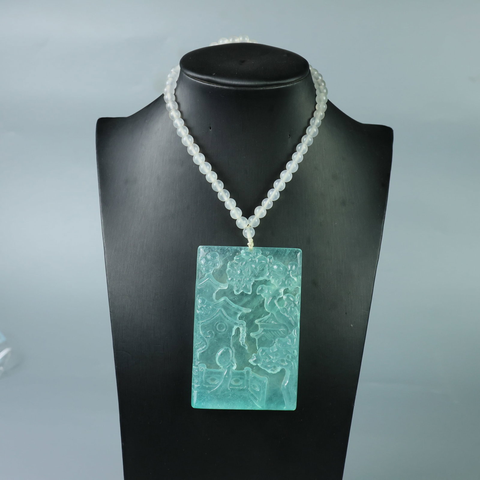 Perfectly crafted high-quality ice-crystal carving Landscape Plaque: This exquisitely carved landscape plaque is made of high-grade icy jadeite. The base is pure, rich, clean, and translucent with a strong fluorescent effect and excellent rigidity. It is a true icy, tr