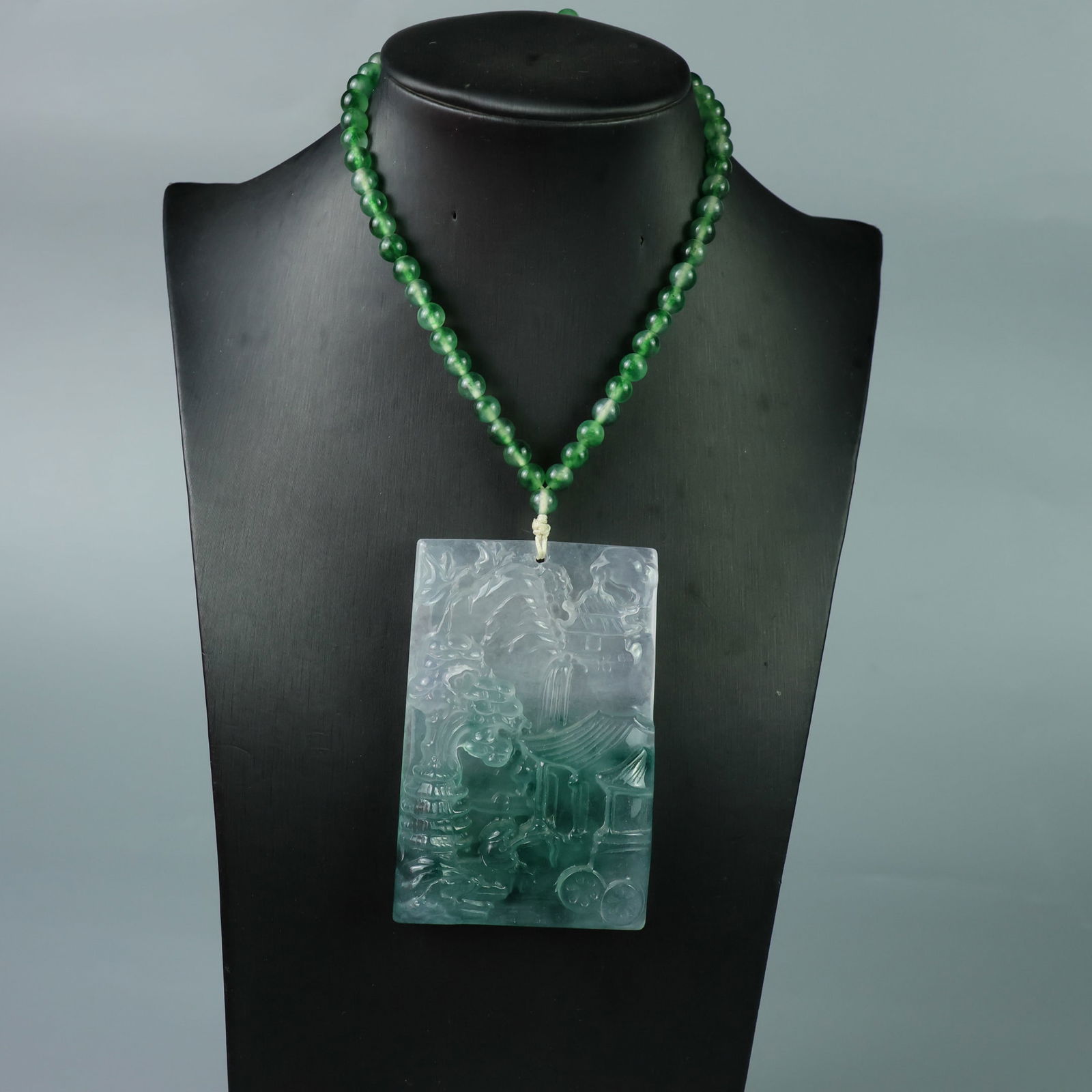 Perfectly crafted high-quality ice-crystal carving Landscape Plaque: This exquisitely carved landscape plaque is made of high-grade icy jadeite. The base is pure, rich, clean, and translucent with a strong fluorescent effect and excellent rigidity. It is a true icy, tr