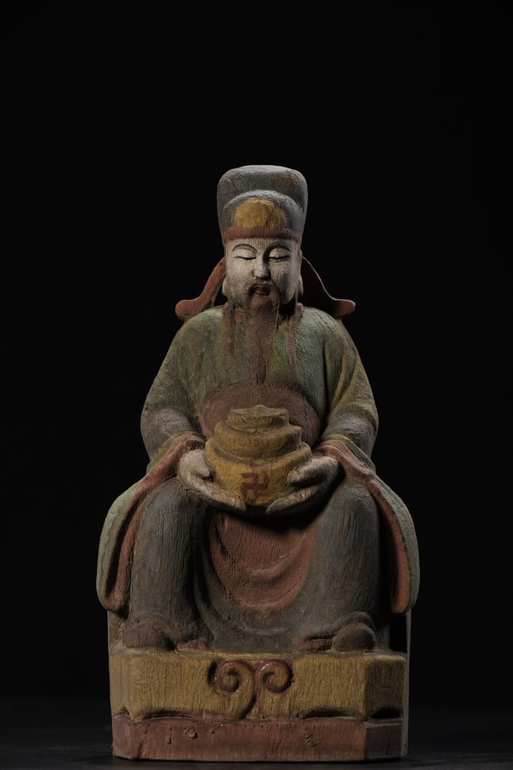 Wooden statue of the God of Wealth (1 of 9)